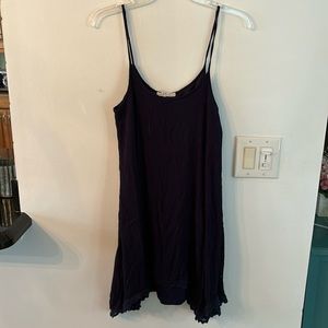 Midi, casual spaghetti, strapped summer dress flow navy blue